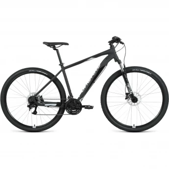 Велосипед FORWARD APACHE 29 3.2 disc (2021) черный матовый/серебристый с рамой 17"
